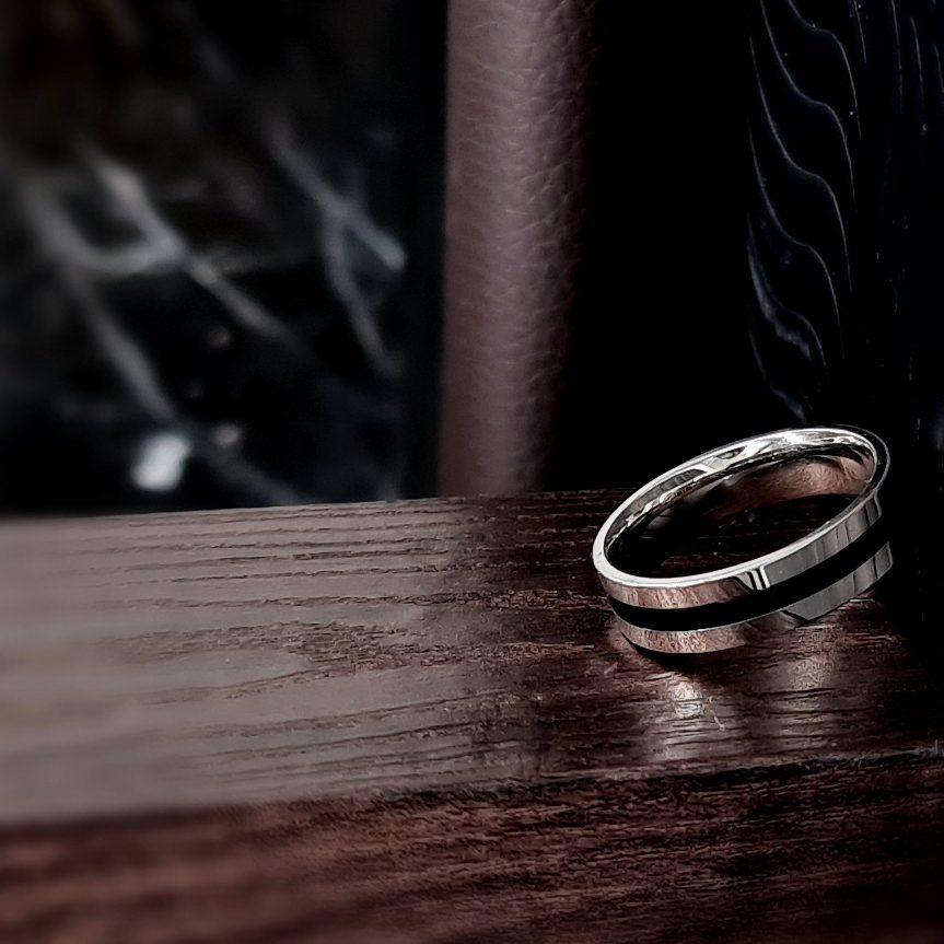 Black Stripe Band Ring