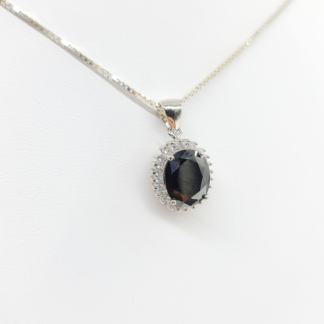 Midnight Oval Halo Pendant