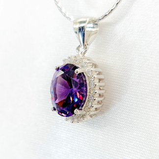 Violet Oval Halo Pendant